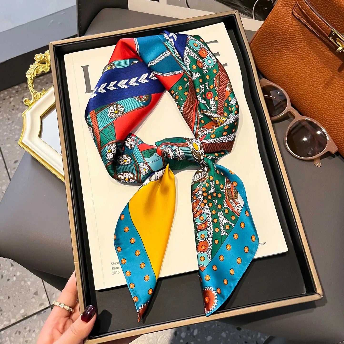 Luxury Silk Plaid Hijab Scarf