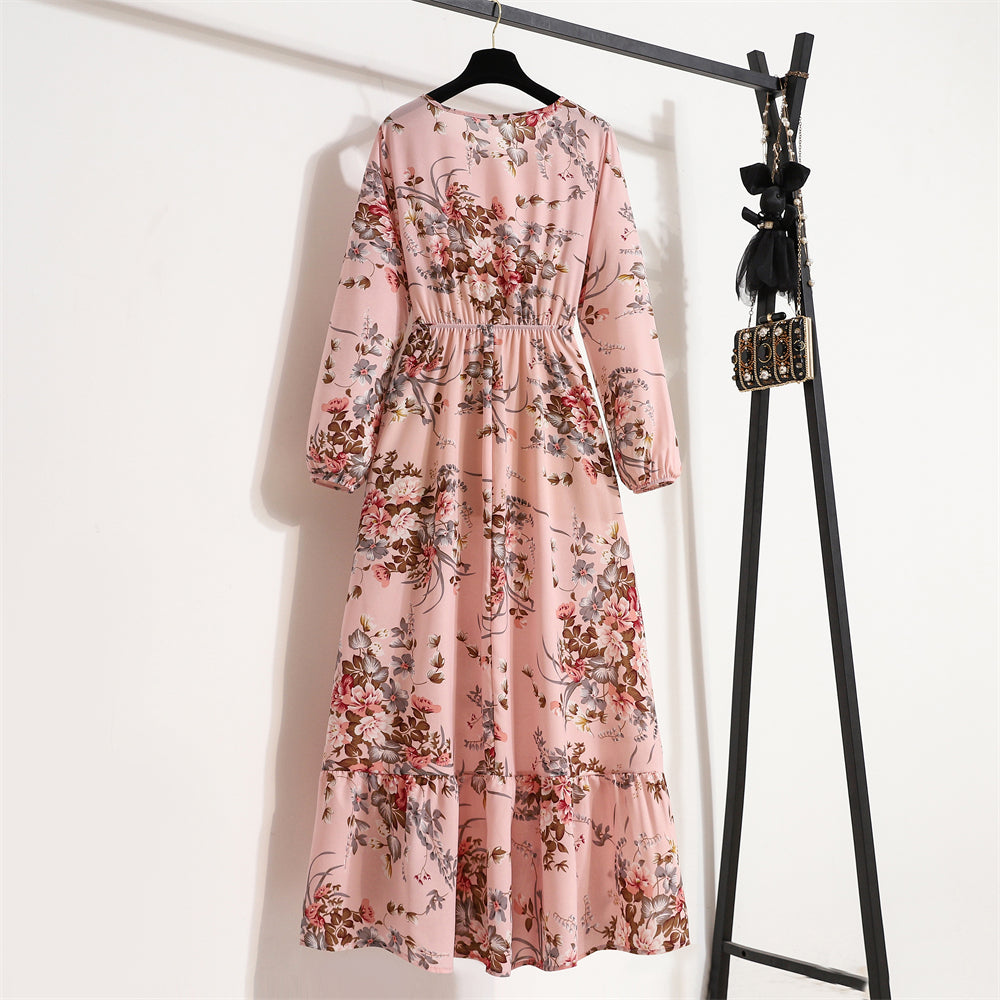 Floral Bohemian Chiffon Maxi Dress