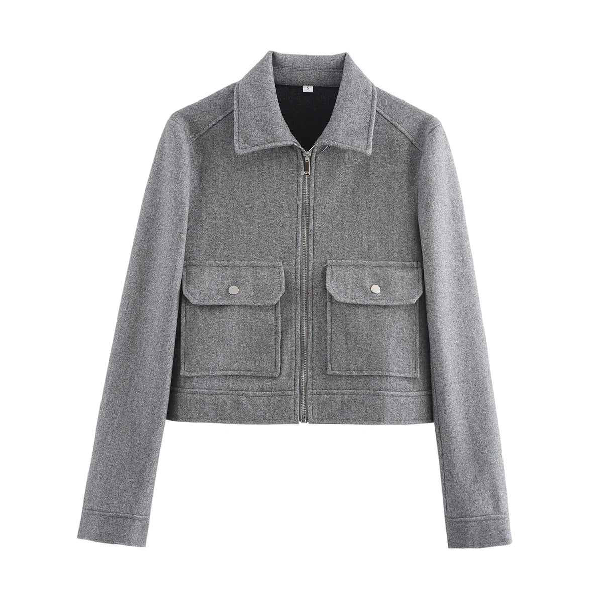 Turn-Down Collar Zip Jacket