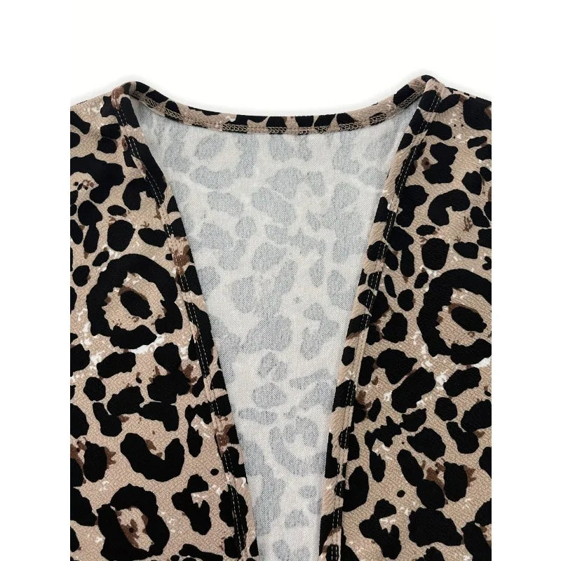 Thin Leopard Open-Front Jacket