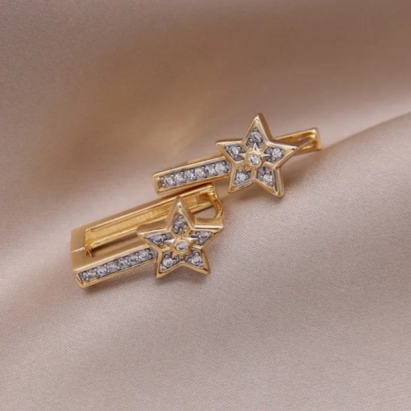 Two-Tone Zircon Ball Hoop Earrings