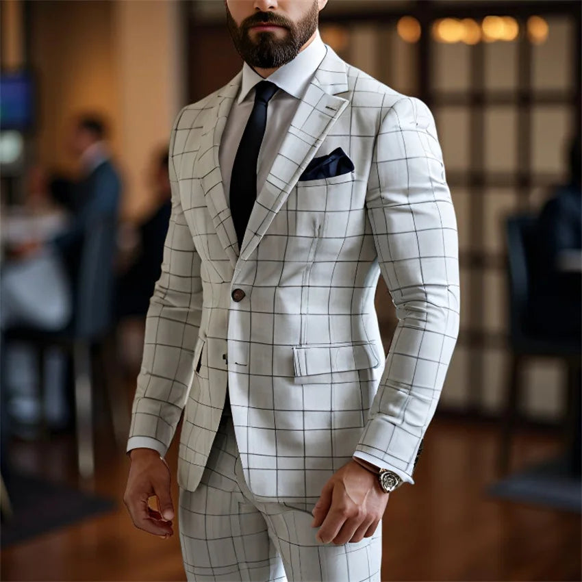 Plaid Business Party Wedding Suit