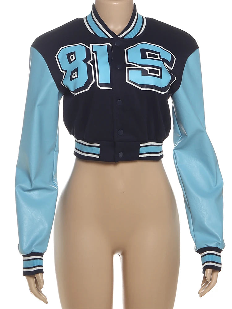 Patchwork Faux Leather Sleeve Jacket