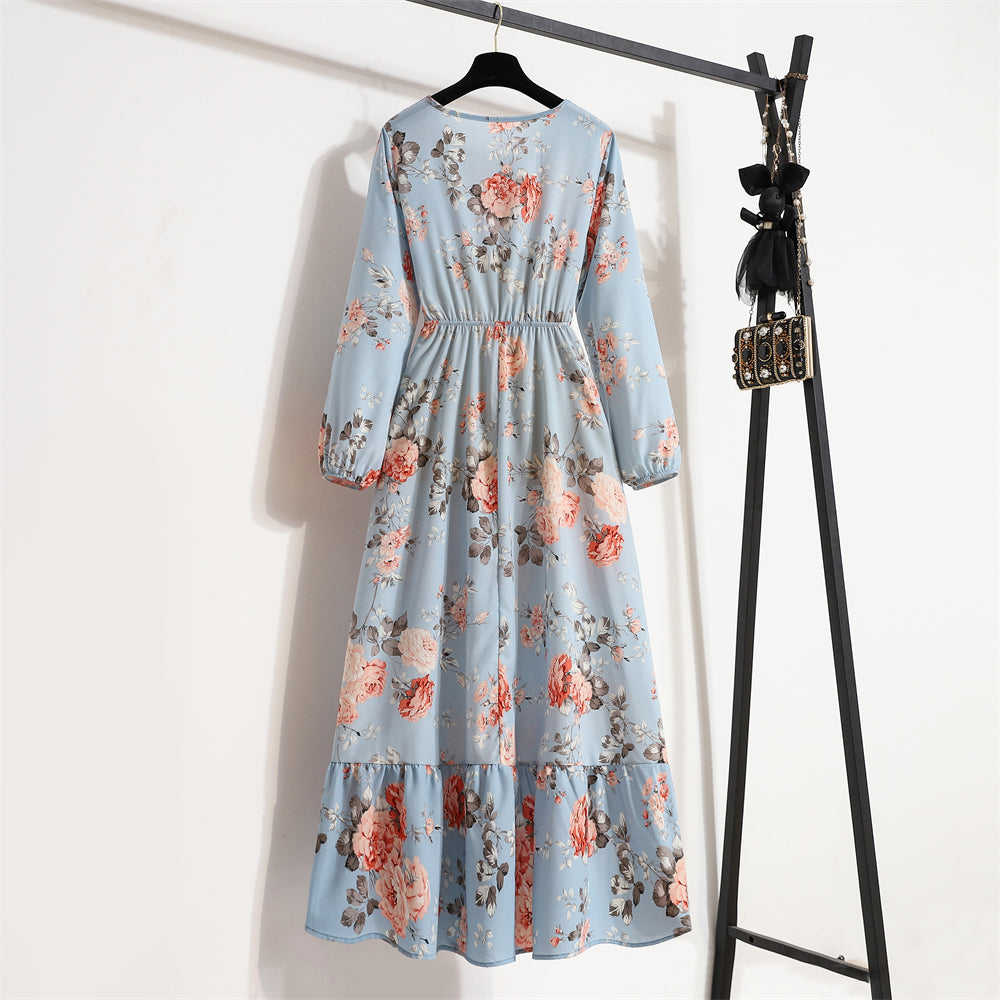 Floral Bohemian Chiffon Maxi Dress