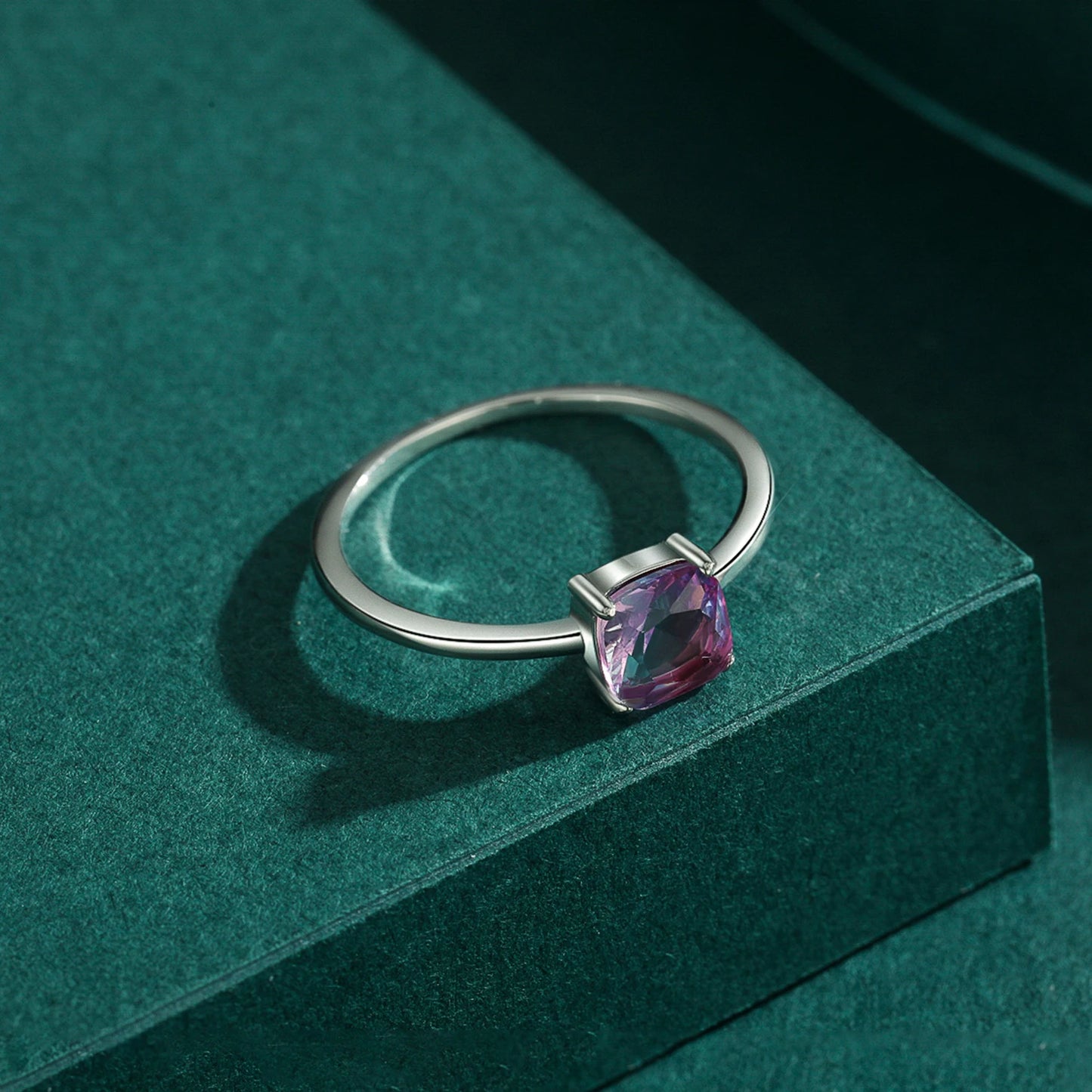 Rainbow Tourmaline Square Ring