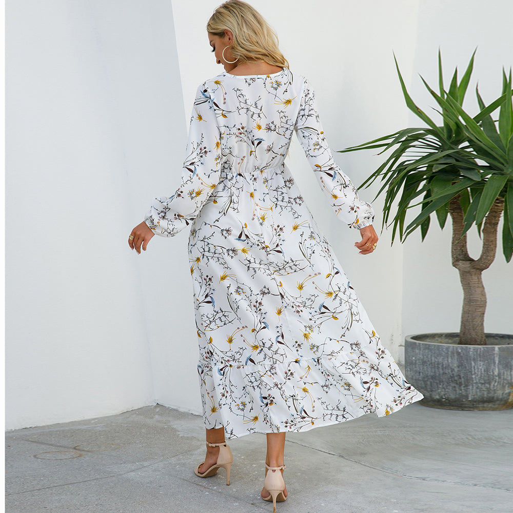 Floral Bohemian Chiffon Maxi Dress
