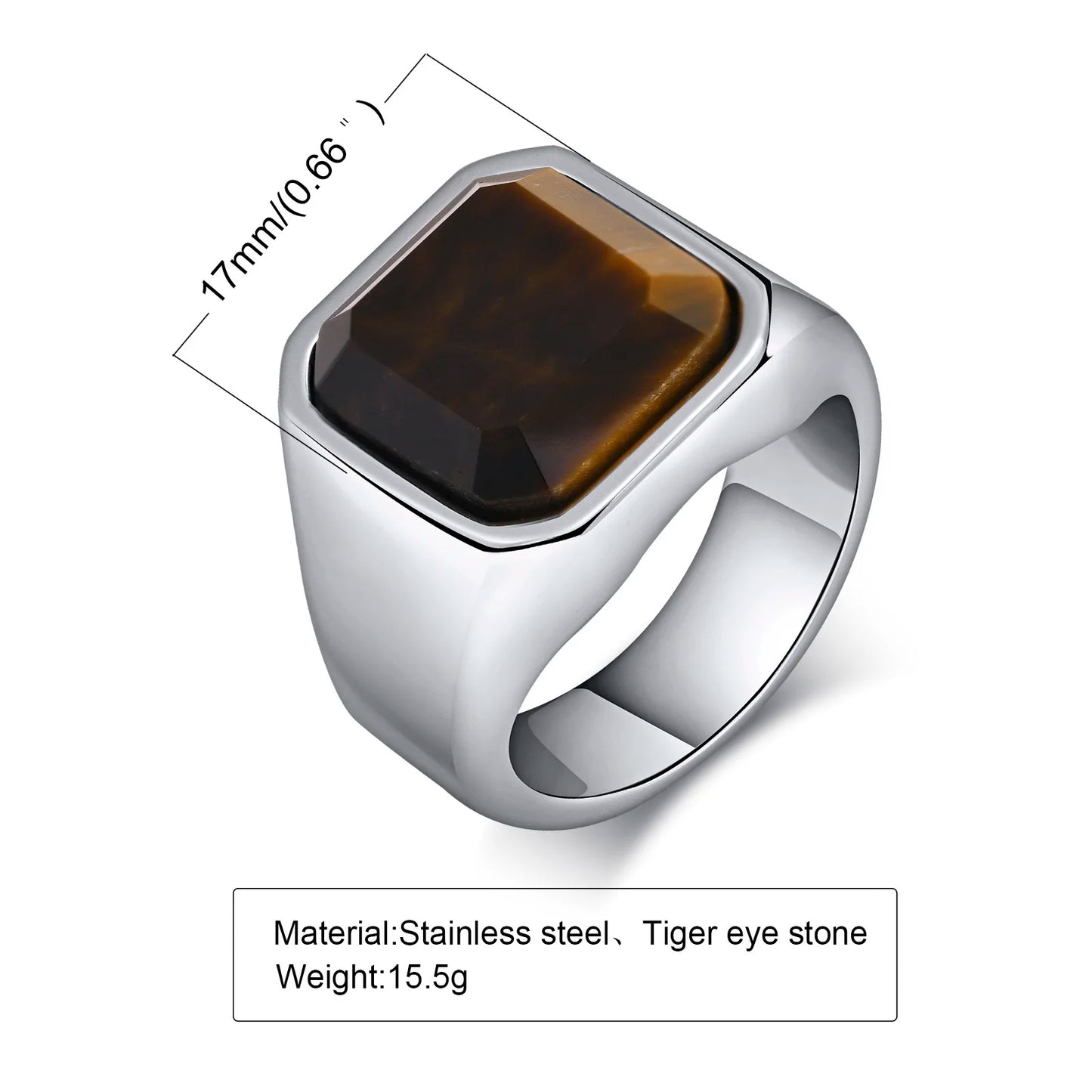 Punk Natural Stone Stainless Steel Ring