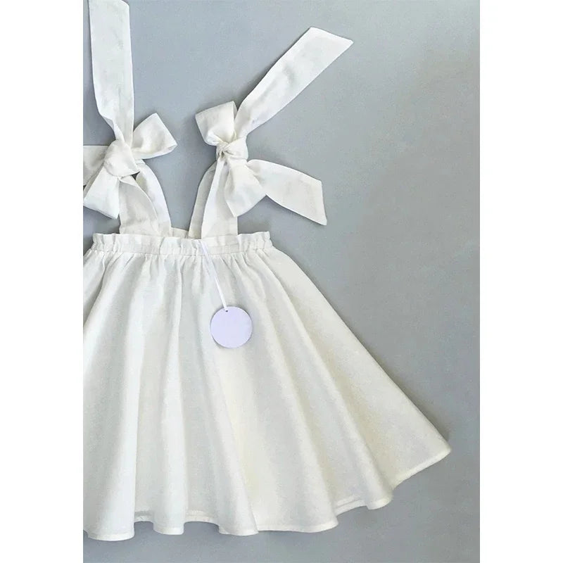 Princess White Cotton Flower Girl Dress