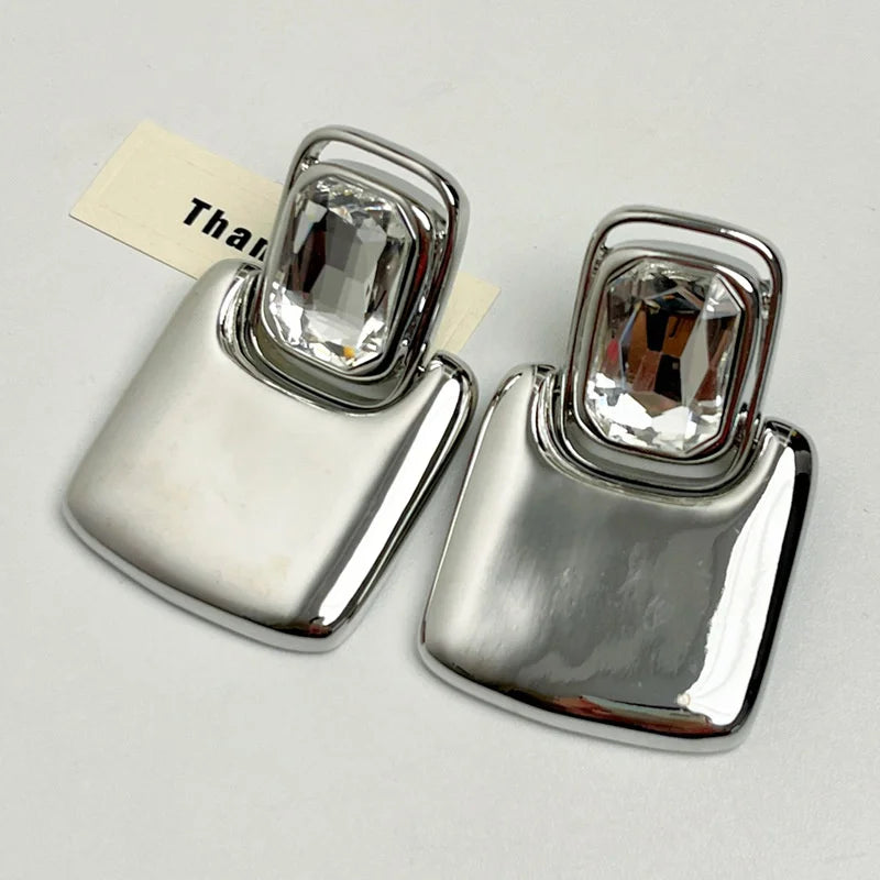 Vintage Geometric Crystal Earrings