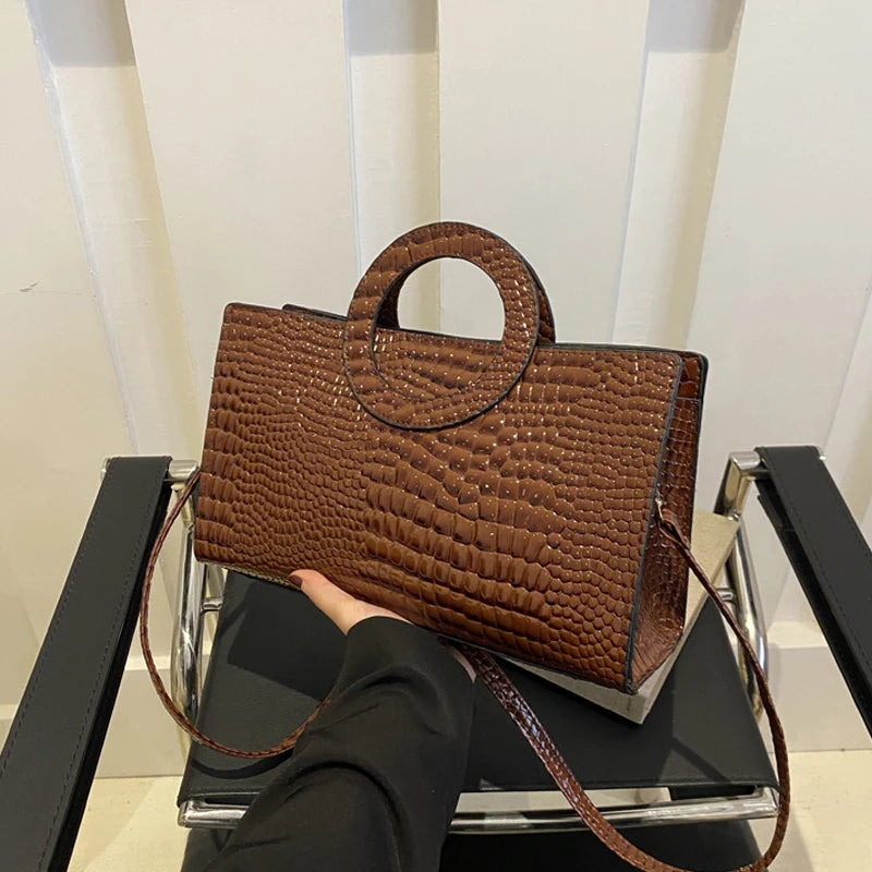Crocodile Print Green Satchel