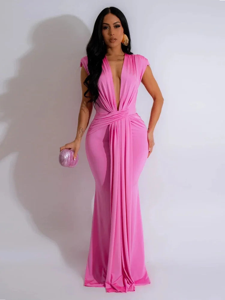 Elegant Ruched Maxi Dress