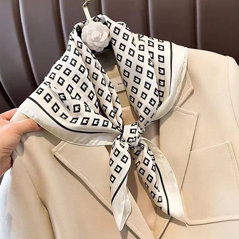 Luxury Silk Plaid Hijab Scarf