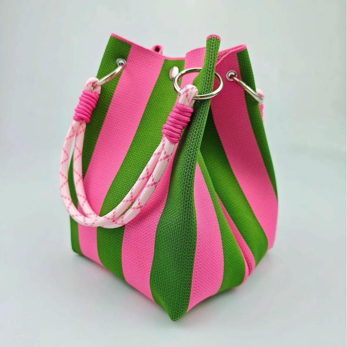 Colorful Stripe Bucket Handbag