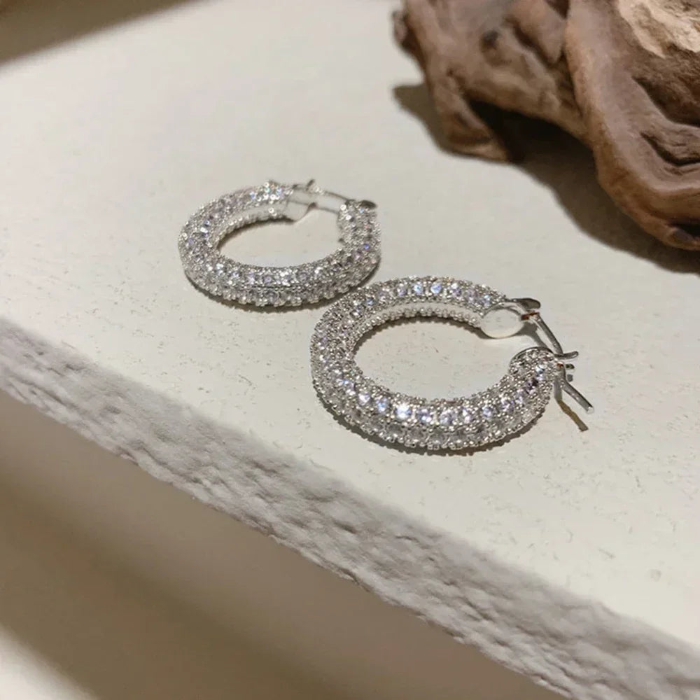Brilliant Zirconia Hoop Earrings