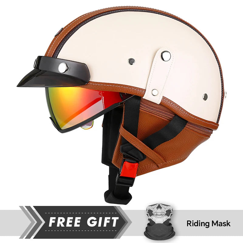 Leather-Style Retro Half Helmet