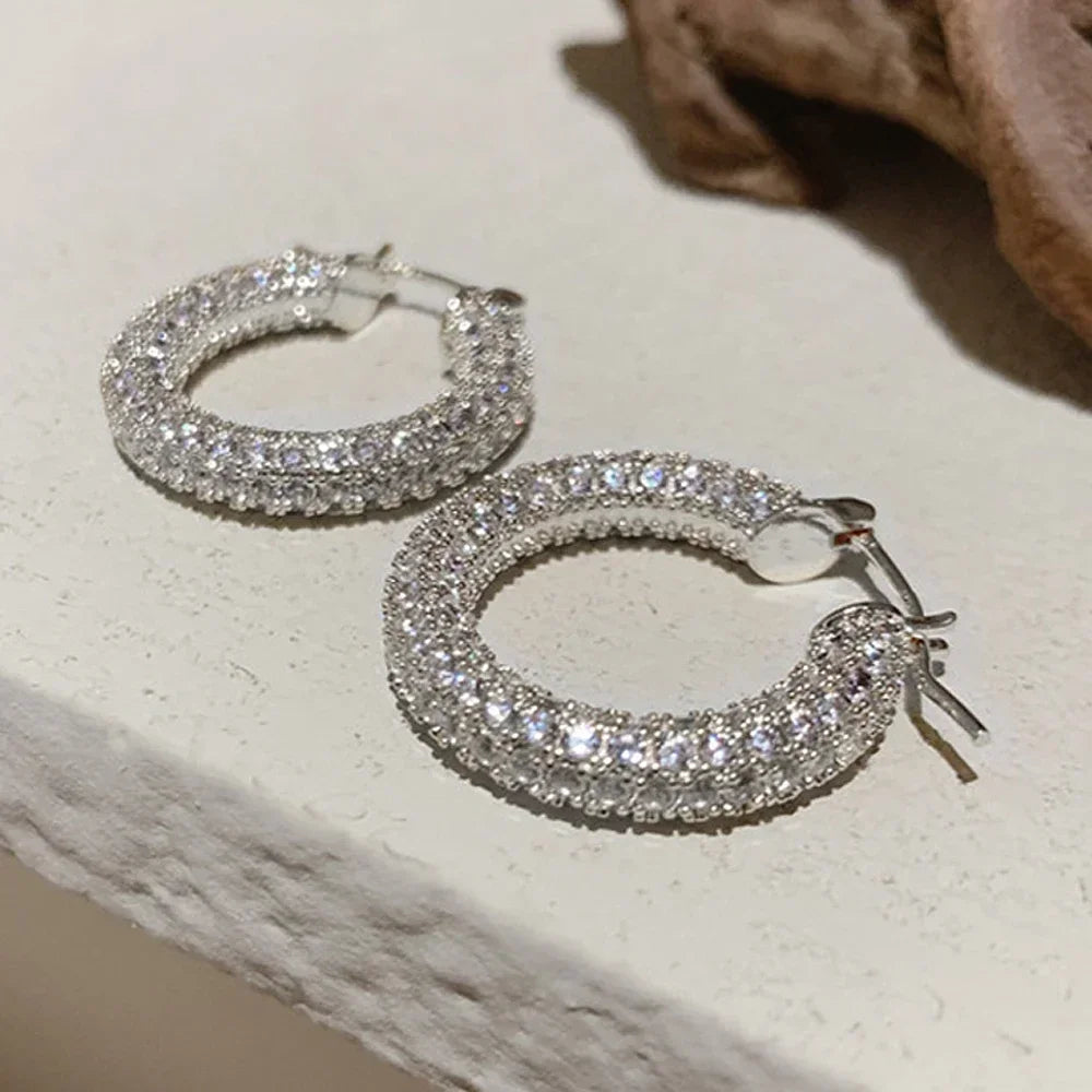 Brilliant Zirconia Hoop Earrings