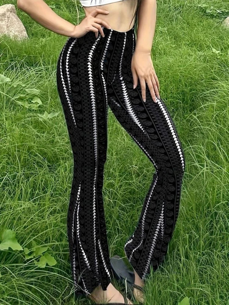 Retro Print Flared Leggings