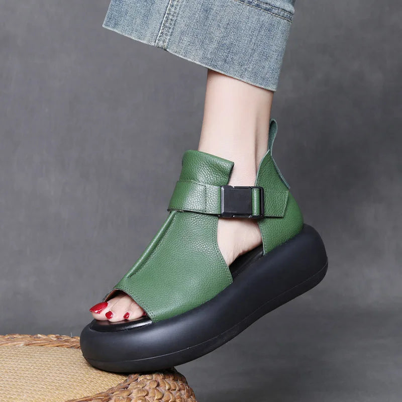 Leather Wedge Sandals