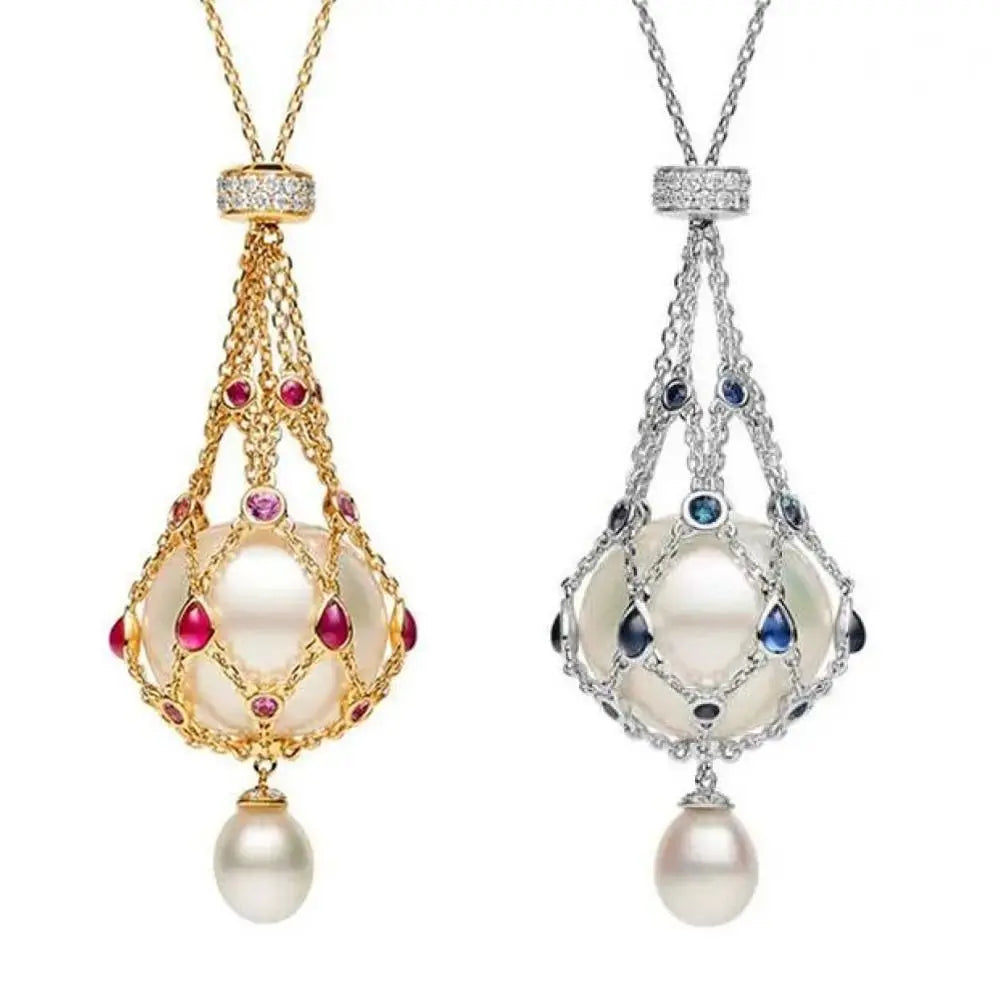 Metal Pearl Gemstone Necklace