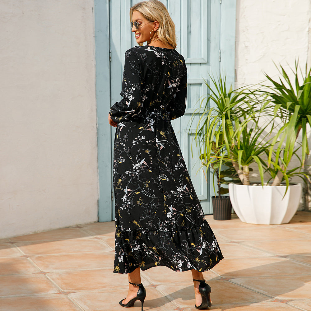 Floral Bohemian Chiffon Maxi Dress