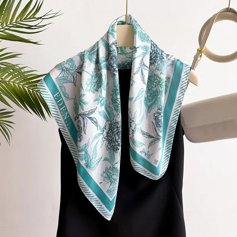 Yellow Lemon Print Silk Scarf