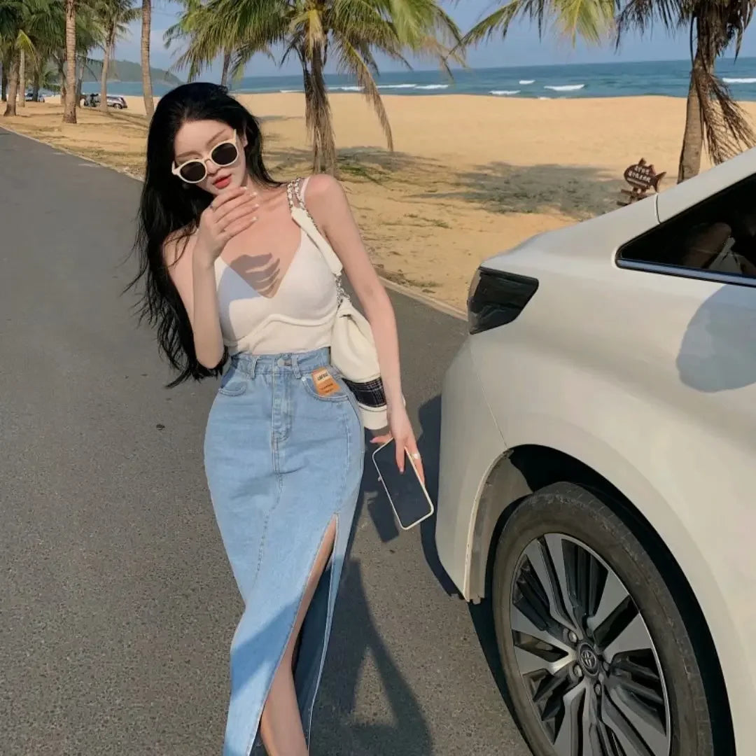 High-Waisted Denim Skirt