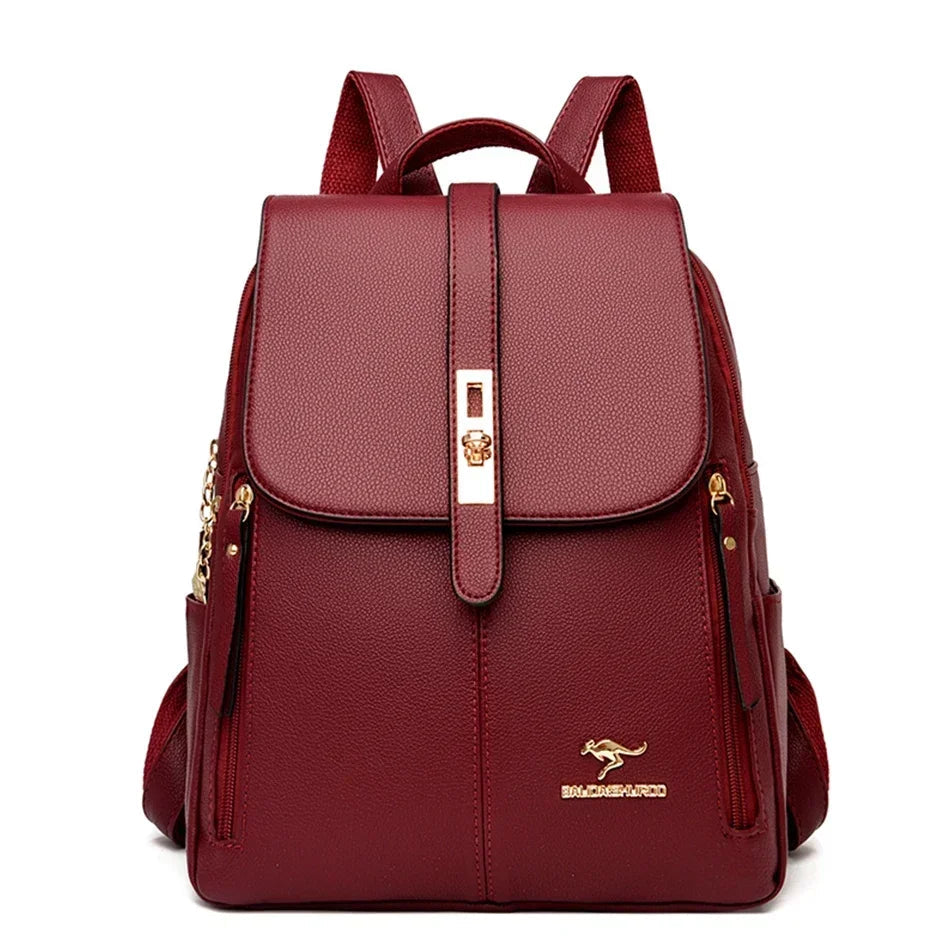Women Leather School Bookbag