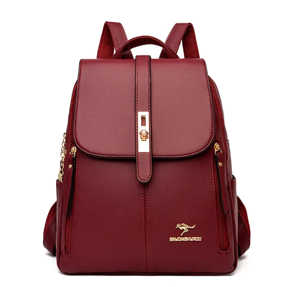 Women Leather School Bookbag