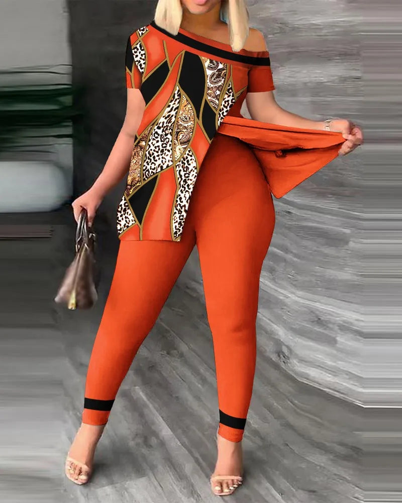 Elegant Printed Ruffle Set