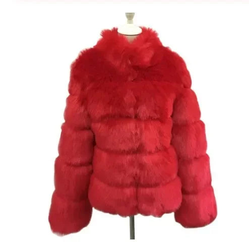 Spliced Faux Fur Short Coat