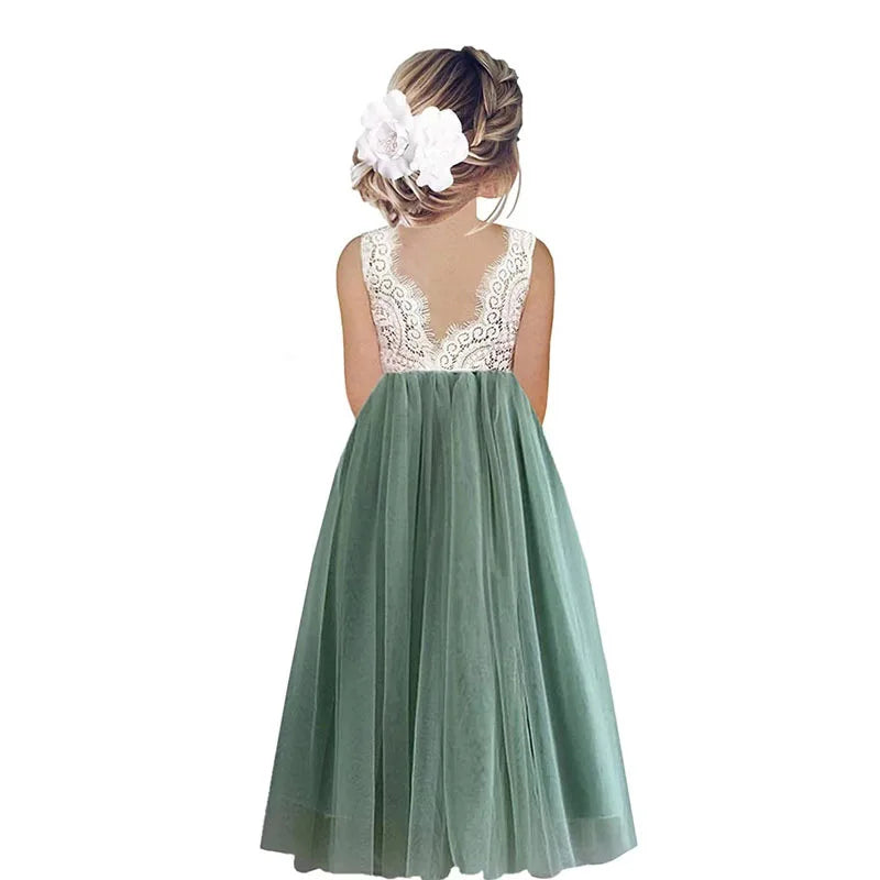 Princess Floral Flower Girl Dress