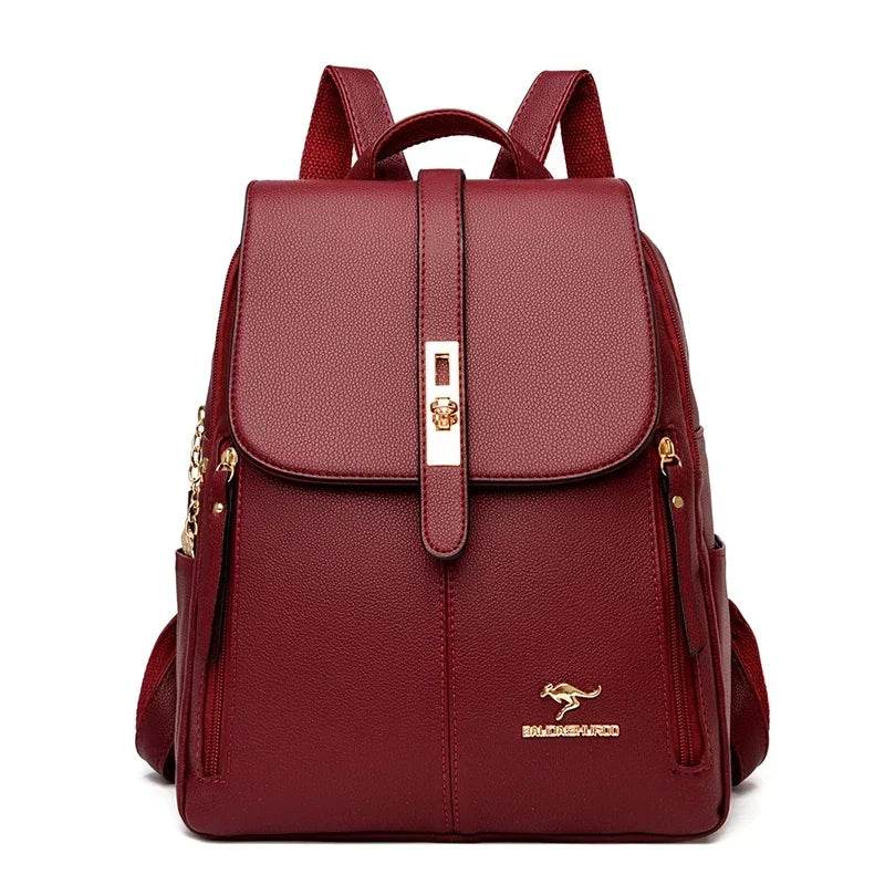 Women Leather School Bookbag
