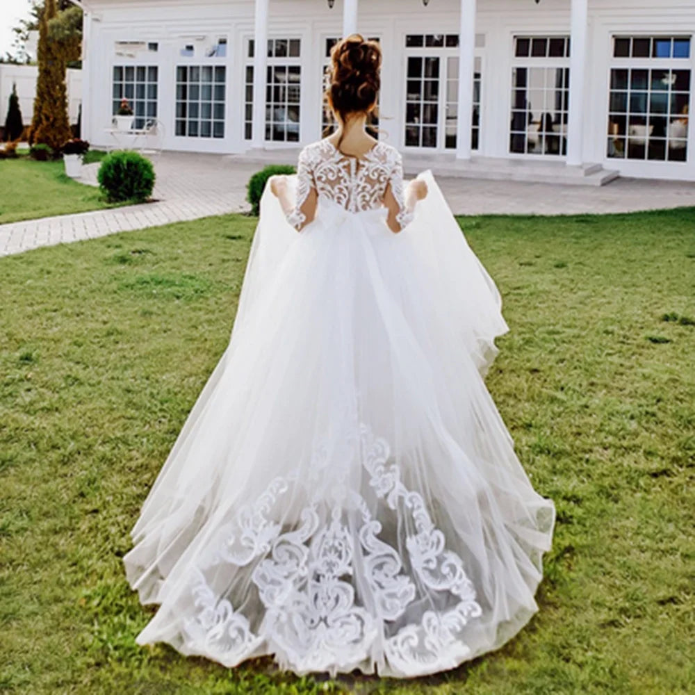 Princess Lace Flower Girl Dress