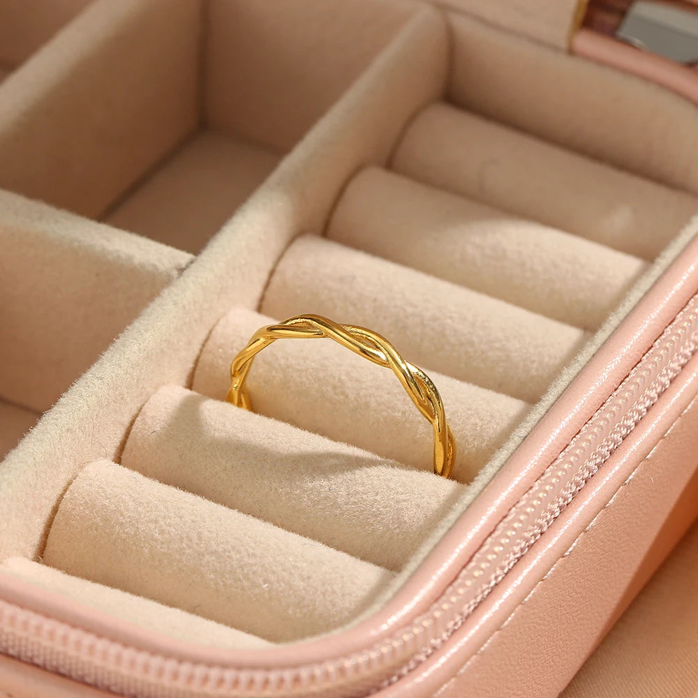 Super Minimalist Braided Twisted Gold Ring