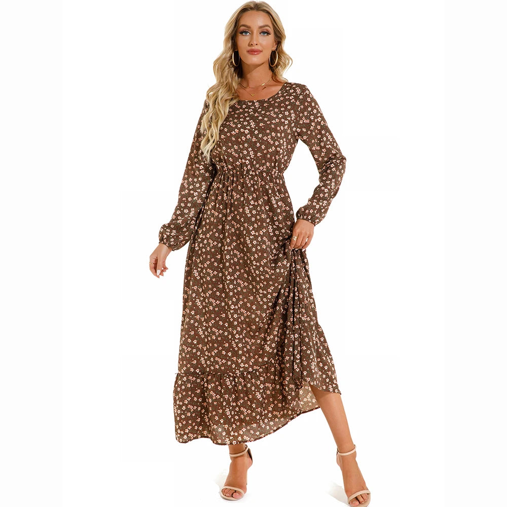 Floral Bohemian Chiffon Maxi Dress