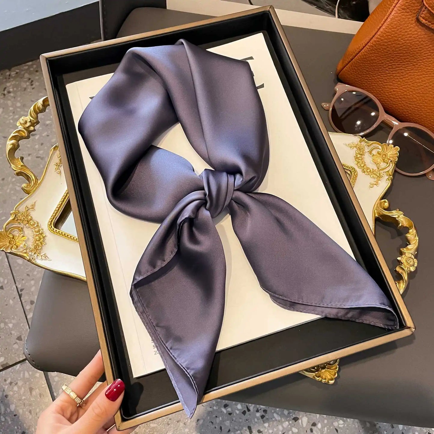 Luxury Silk Plaid Hijab Scarf