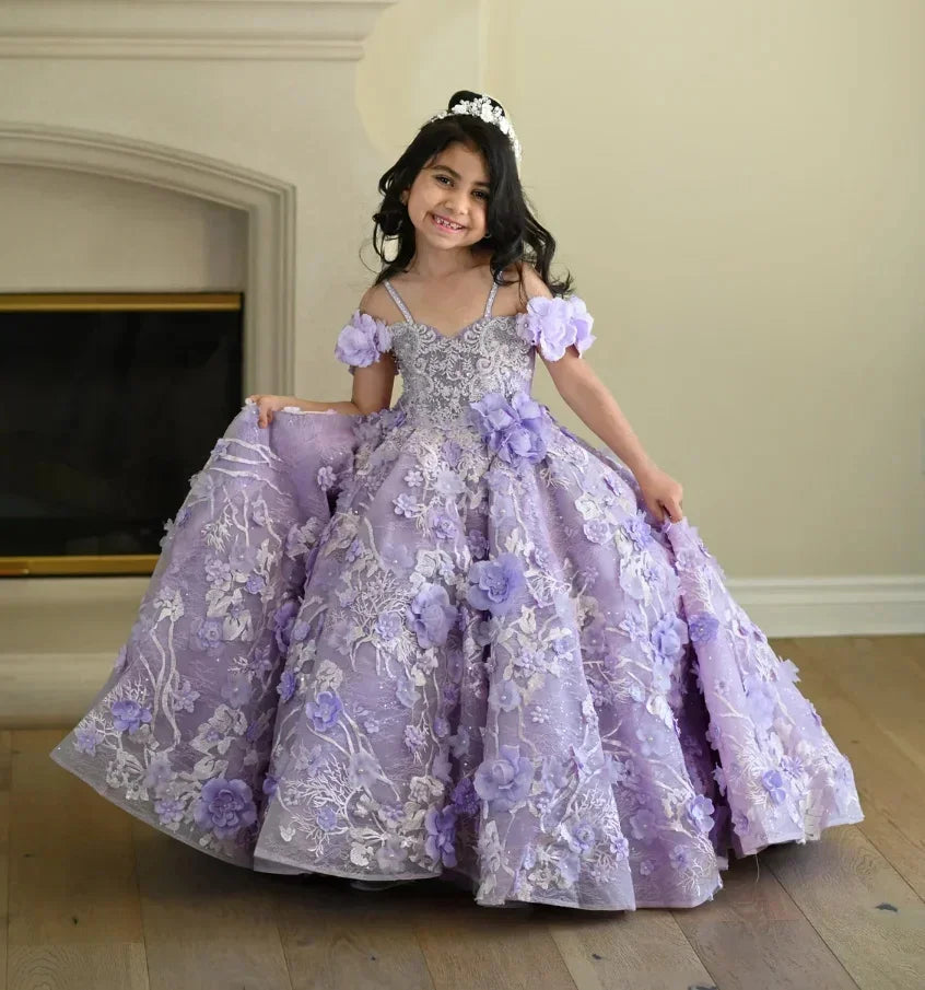 Purple Tulle Flower Girl Dress