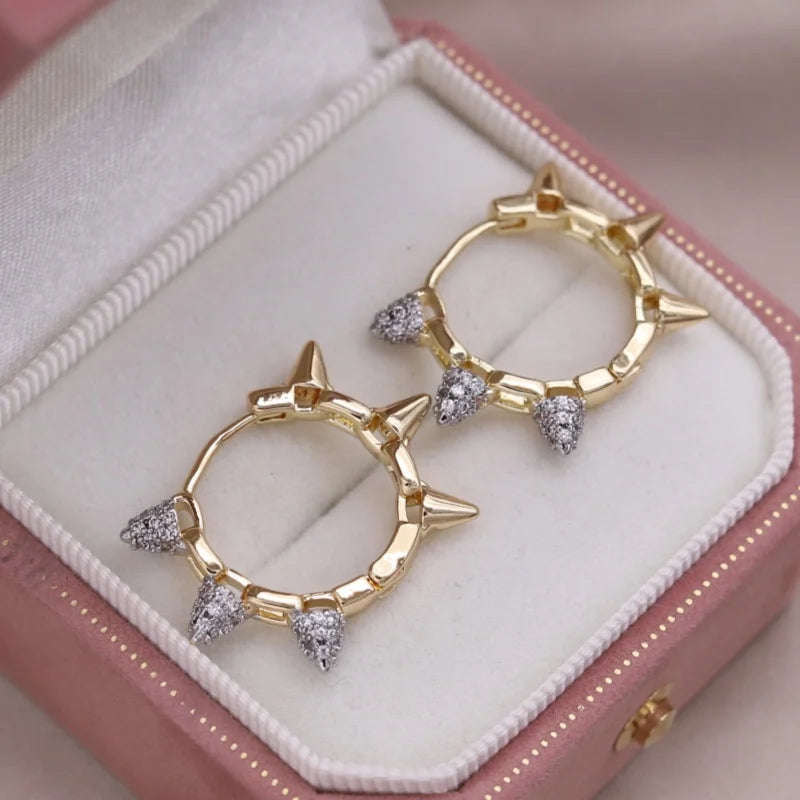 Two-Tone Zircon Ball Hoop Earrings