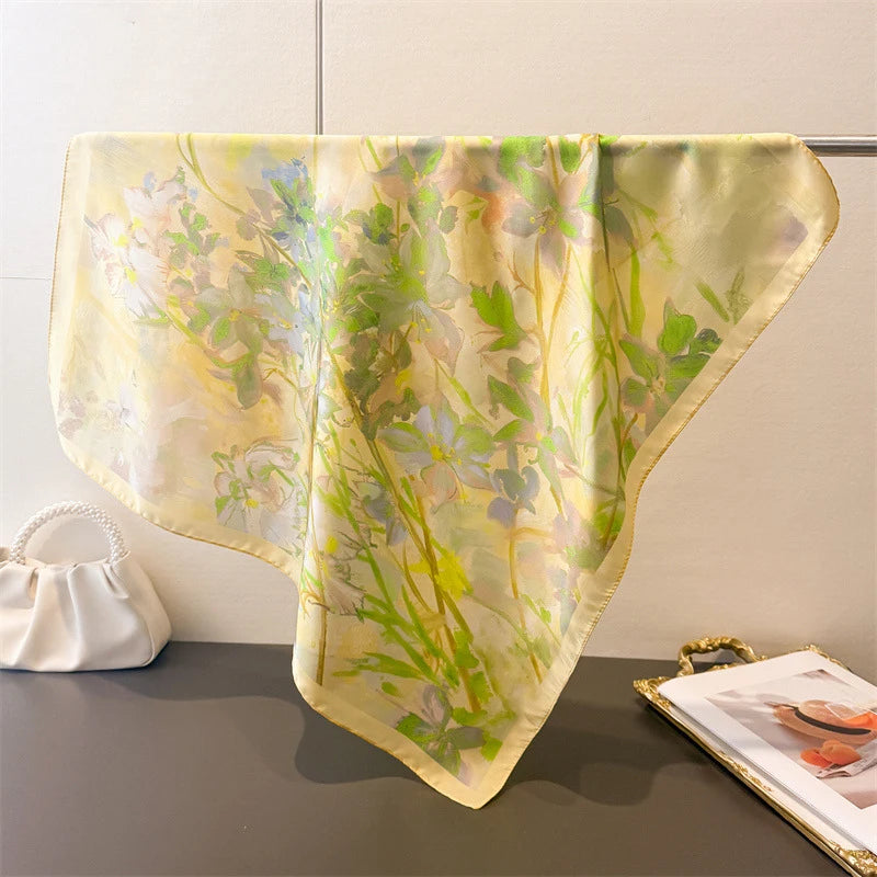 Dot Print Square Silk Scarf