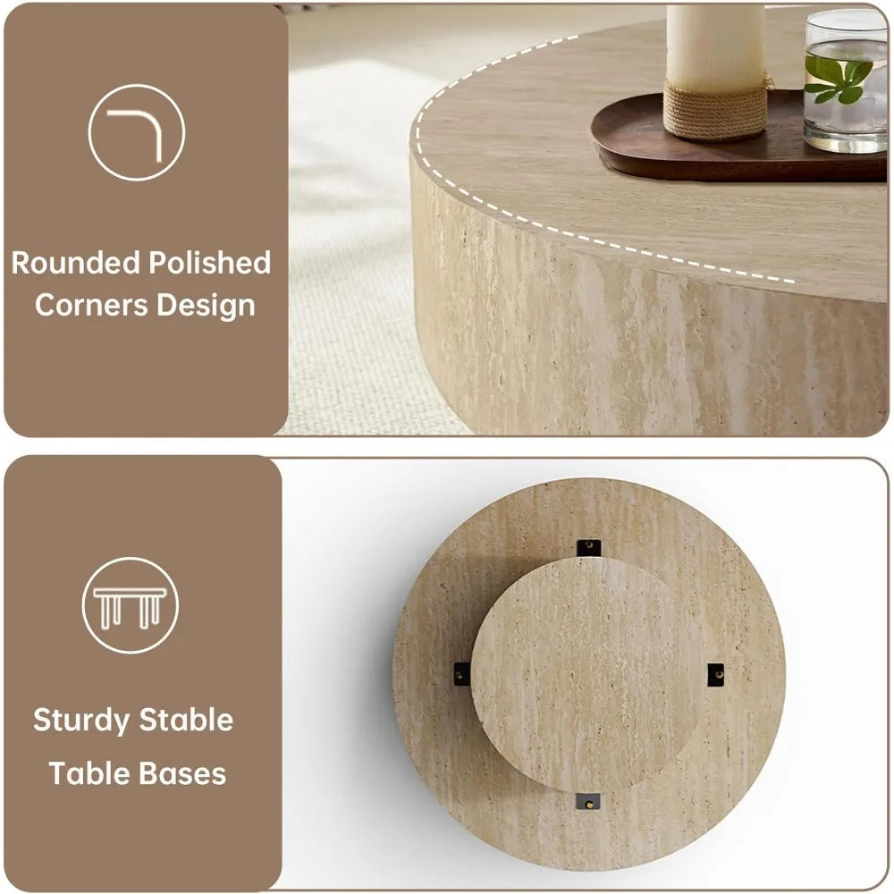 Travertine Round Coffee Table
