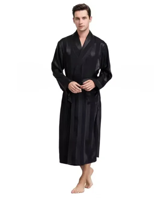 Plus-Size Striped Kimono Bathrobe