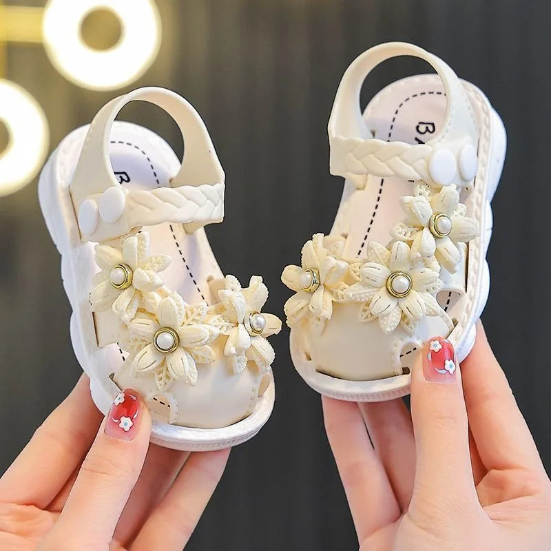 Floral Pearl Closed-Toe Sandals