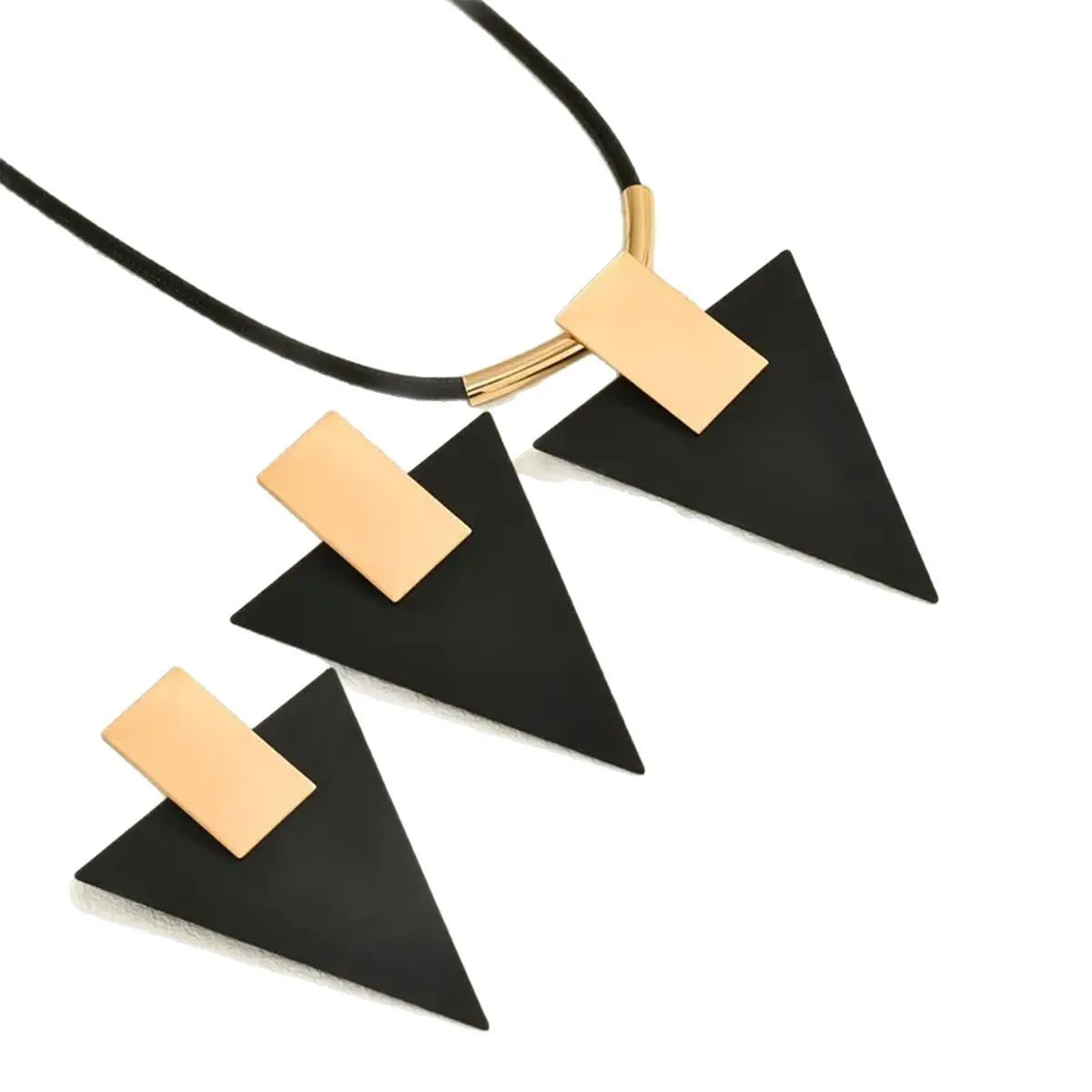 Geometric Triangle Necklace Earring Set