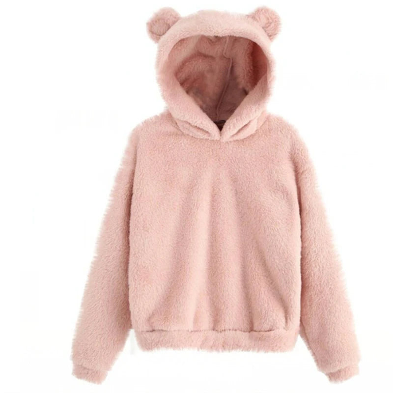 Bear Ear Fluffy Pullover Hoodie