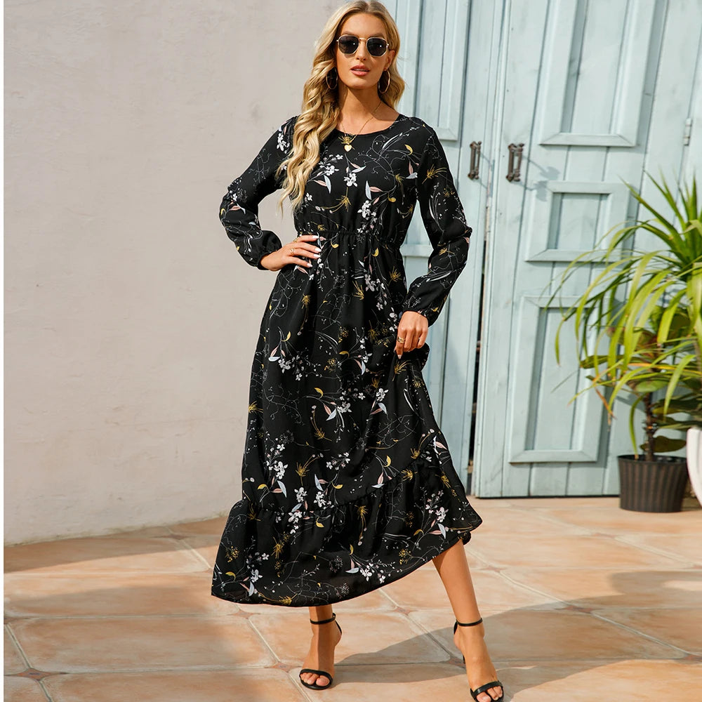 Floral Bohemian Chiffon Maxi Dress