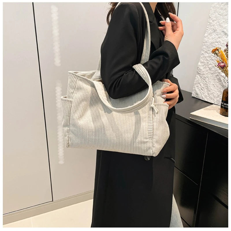 Casual Corduroy Shoulder Bag