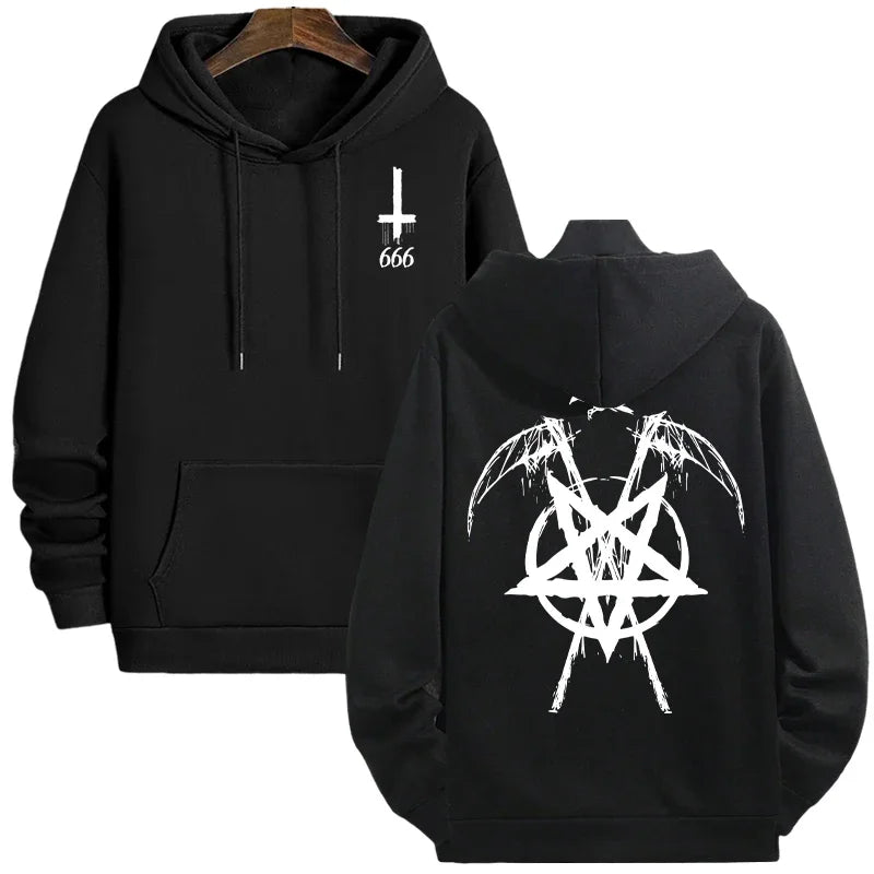 Pentagram Print Hooded Sweatshirt