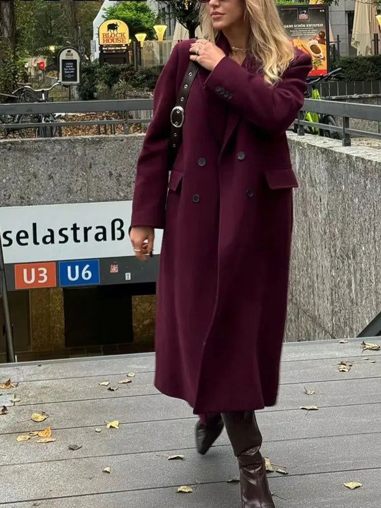 Burgundy Double Breasted Coat