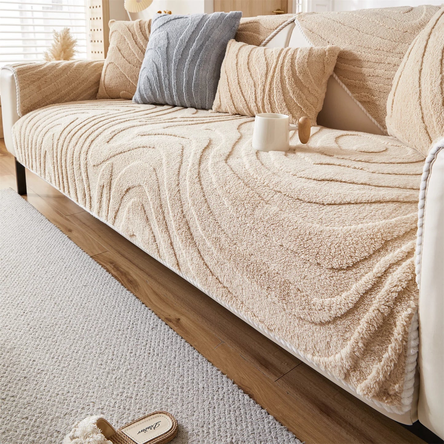 Geometric Fleece Sofa Cover