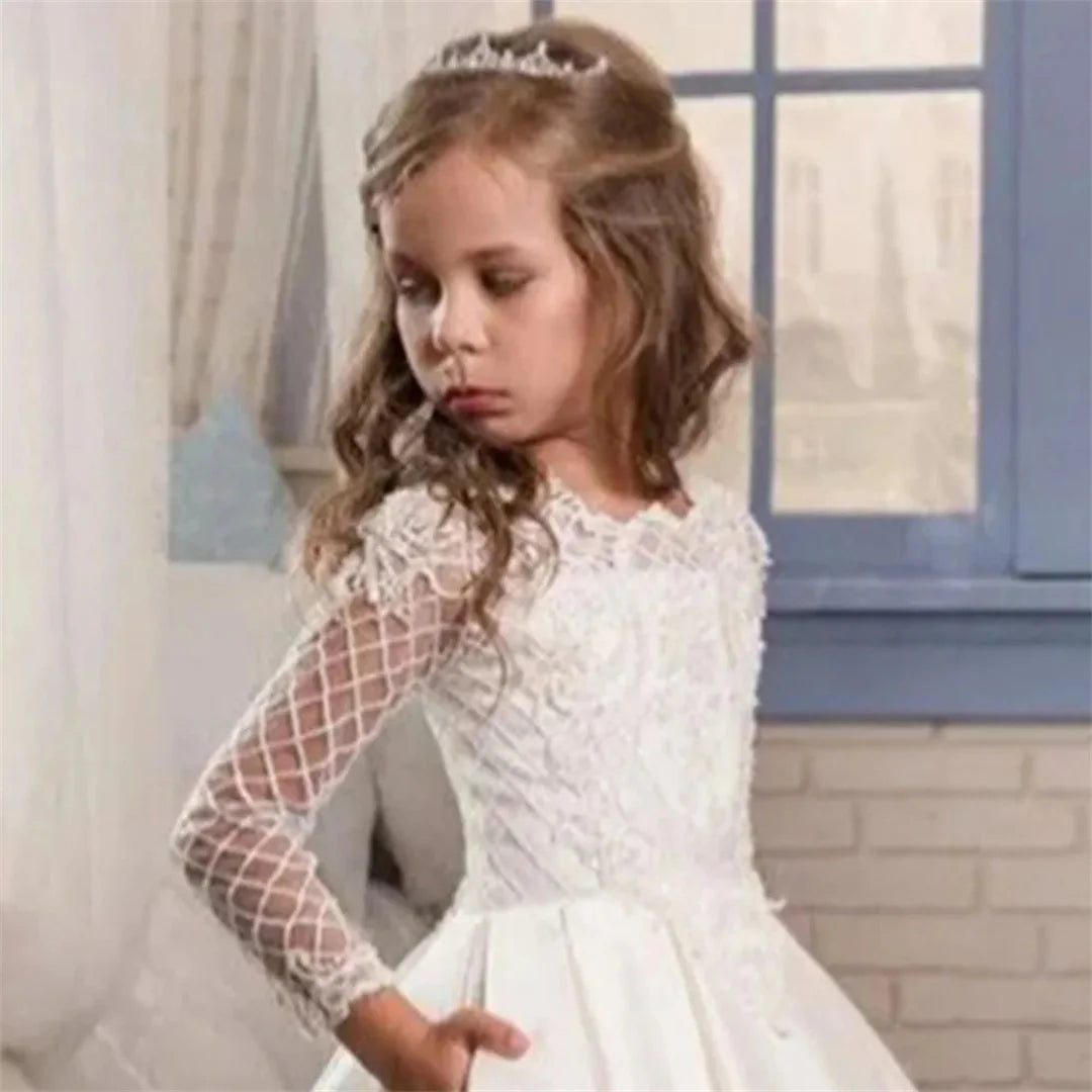 White Lace Flower Girl Dress